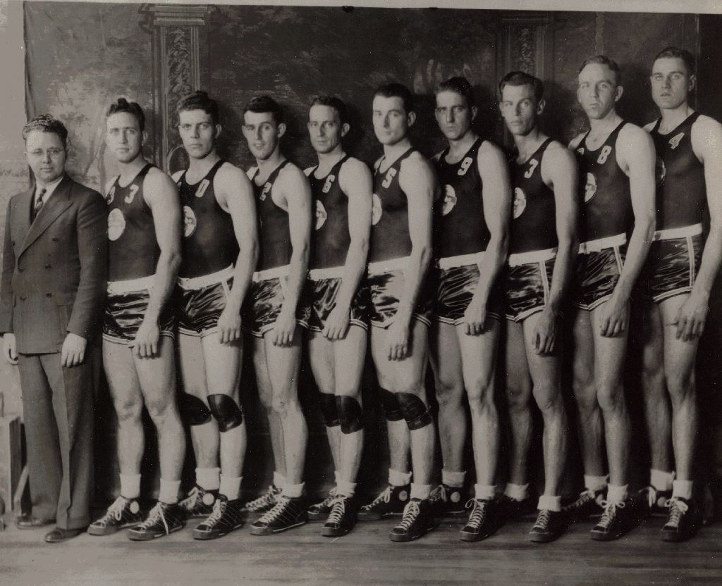 Historic photo of a basketball team.
